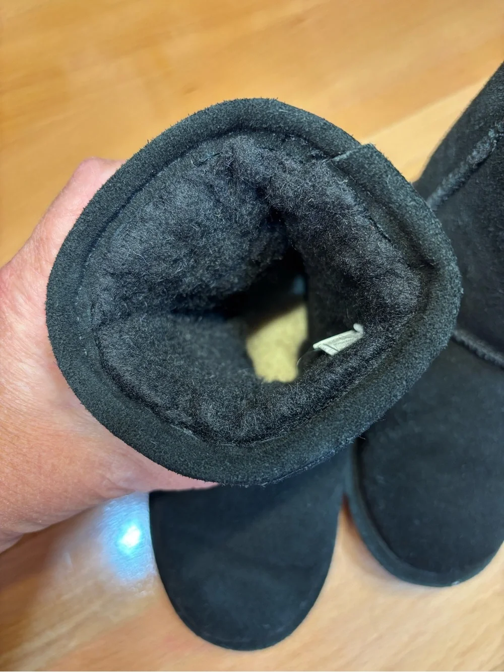 Classic Black Suede Shearling Winter Boots